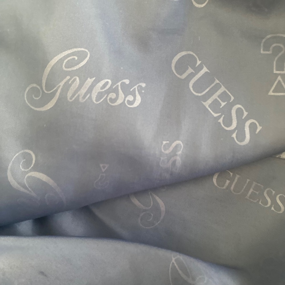 GUESS Women's Denim Utility Jacket Blue Chambray Drawstring Hooded Size Small - Picture 5 of 7
